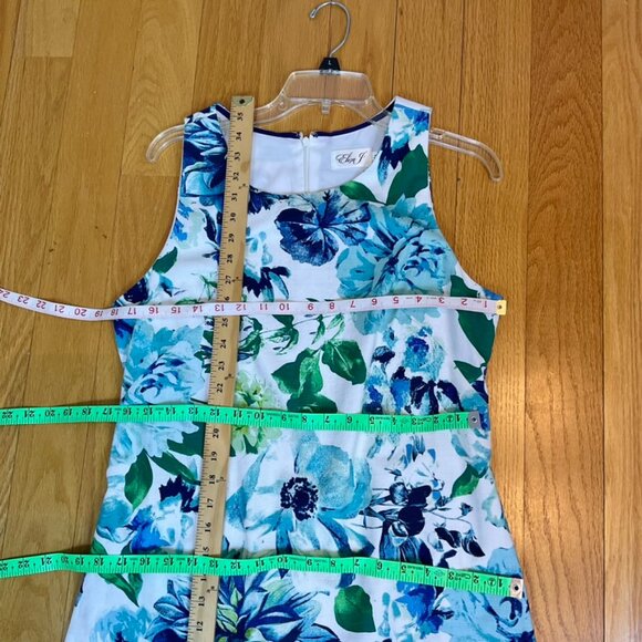 Eliza J Dress Floral Blue Green Cotton (12) - Picture 7 of 7